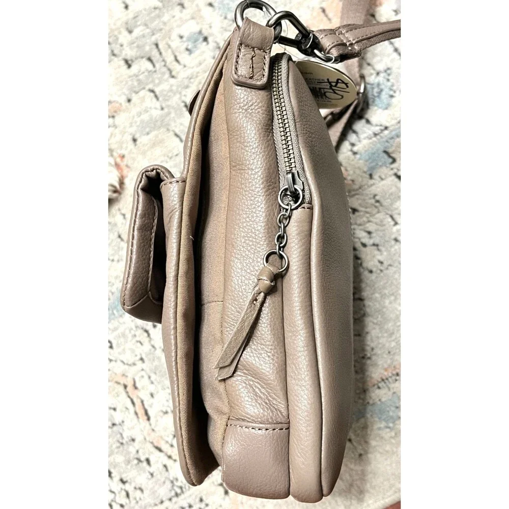 NWT $129 The Sak Taupe 100% Leather Crossbody Purse Parker Bag iPad Friendly